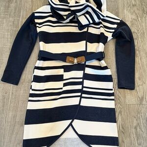 Rebecca King Coat Cardigan fleece belted removable neck